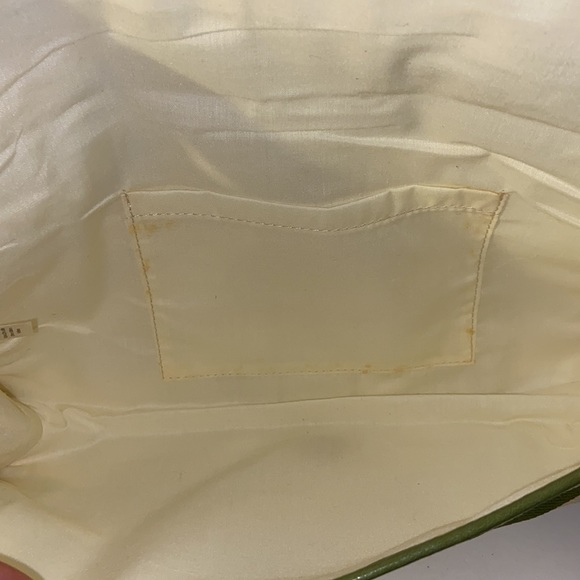 World market green and cream adorable Clutch bag made of 75% paper straw - Picture 6 of 11